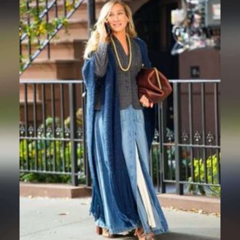 Liz Claiborne Vintage 70s Denim Preppy Button Down Bohemian Academia Midi Skirt - Picture 6 of 6